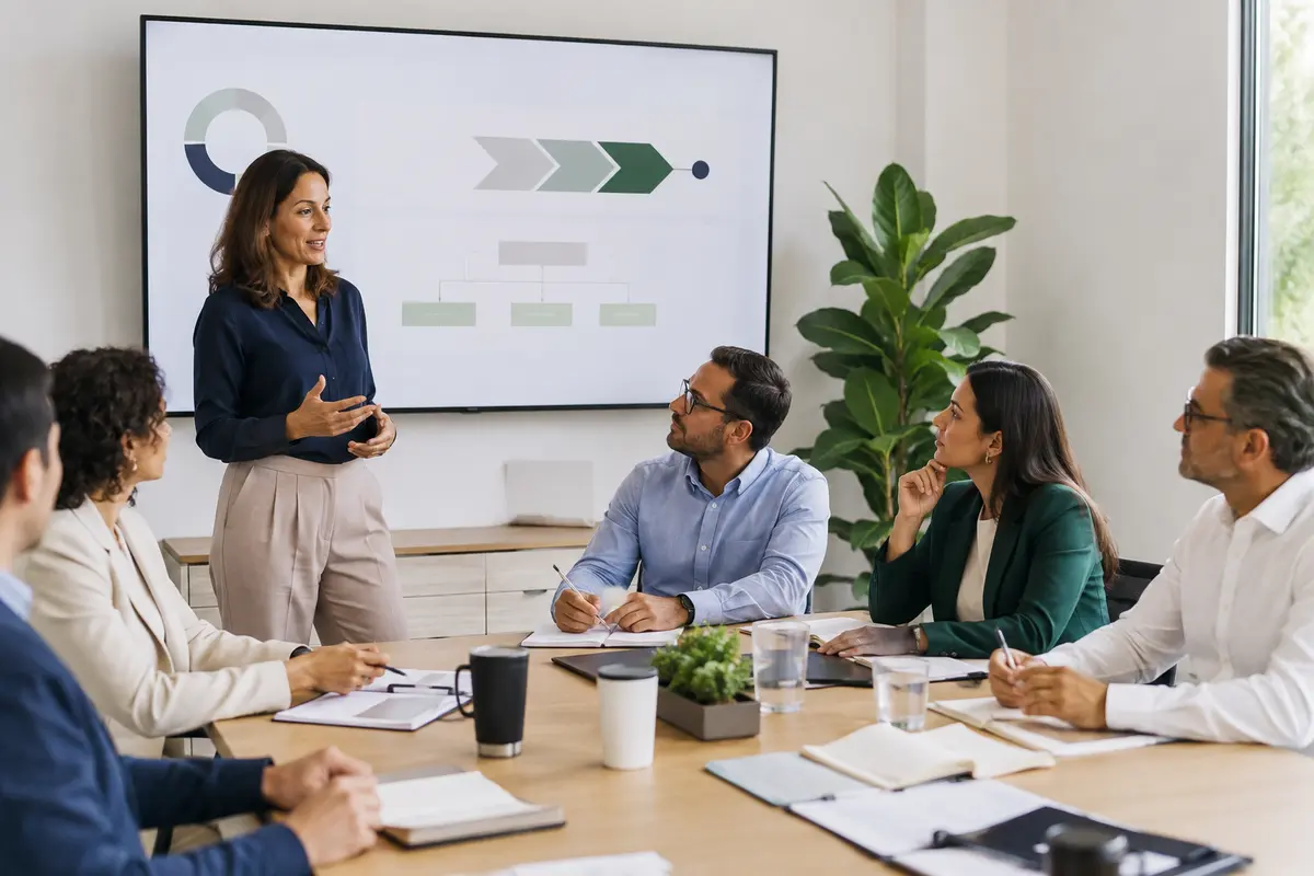 Instructor leading a professional management systems workshop